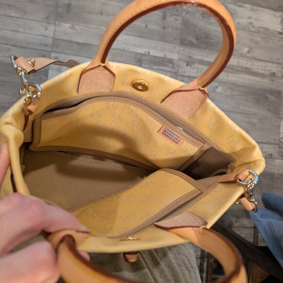 Dooney & Bourke Yellow Signature Tassel Tote Handbag Medium w/ Crossbody Strap - Picture 7 of 10
